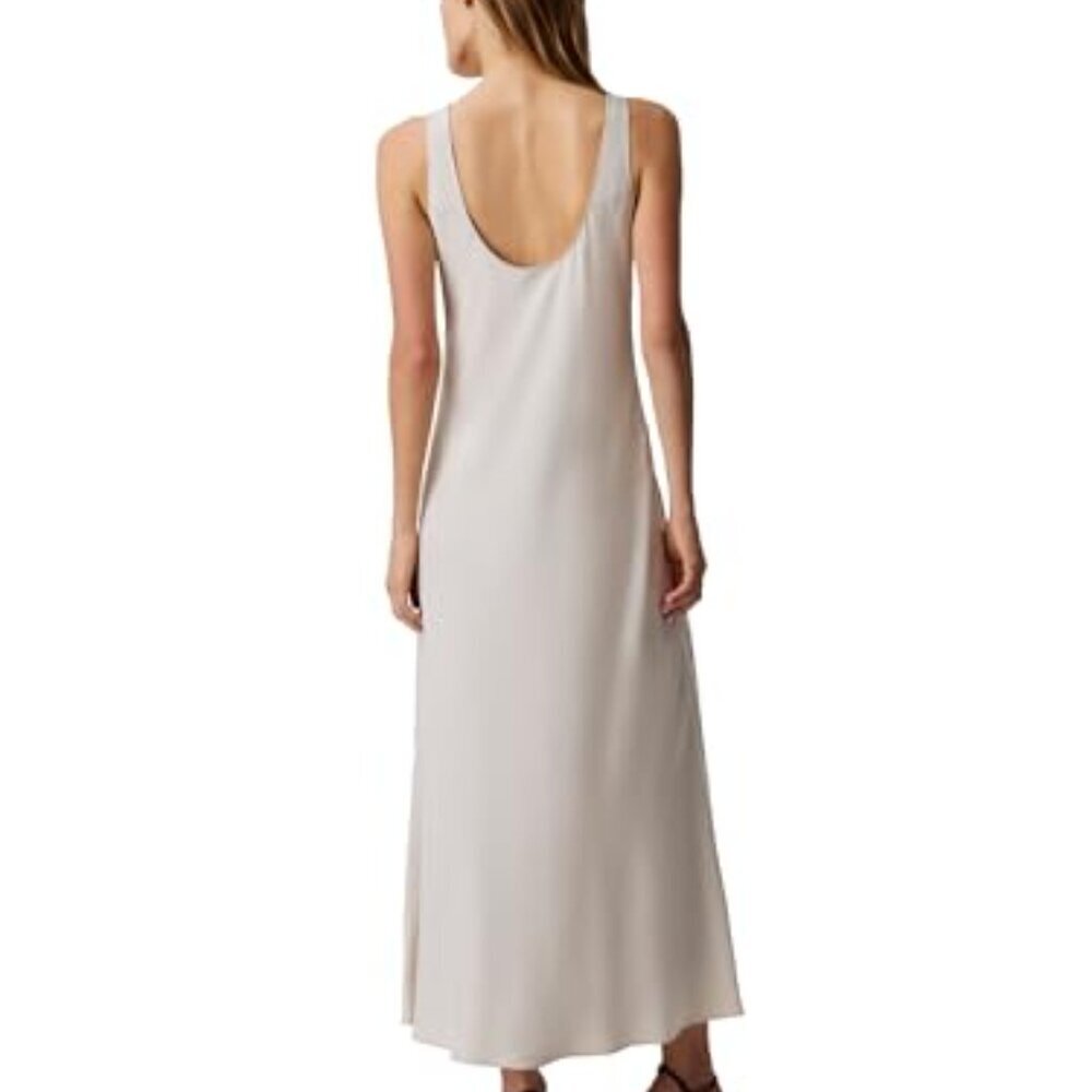 Viscose Twill Slip Dress Midi Length Elegant Minimal Chic Y2K Style - Picture 3 of 6